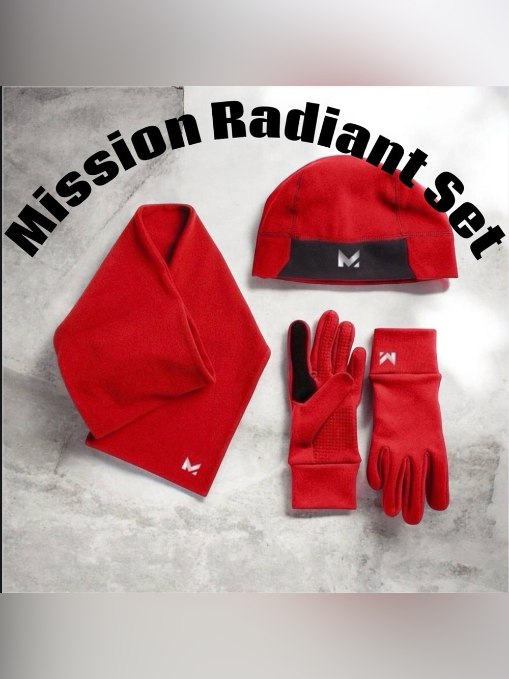 Mission Radiant Active 3 Pc Set ( Scarf, Beanie & Gloves ) Size Sm/Med NWT